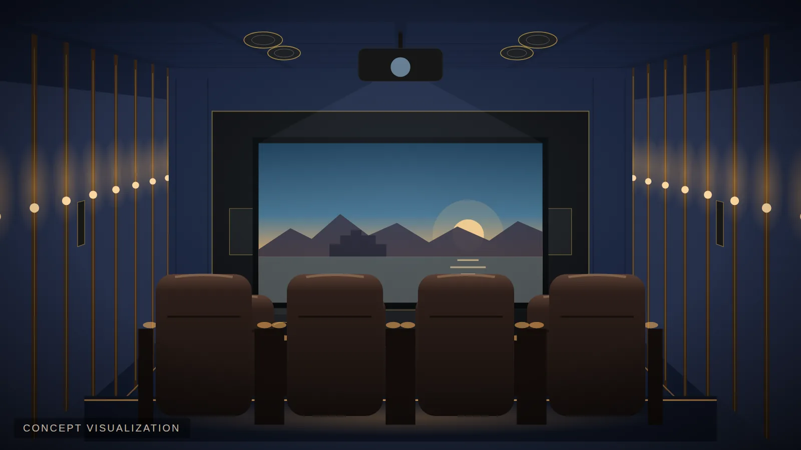 dolby atmos home theater with in-ceiling speakers in Udaipur — concept