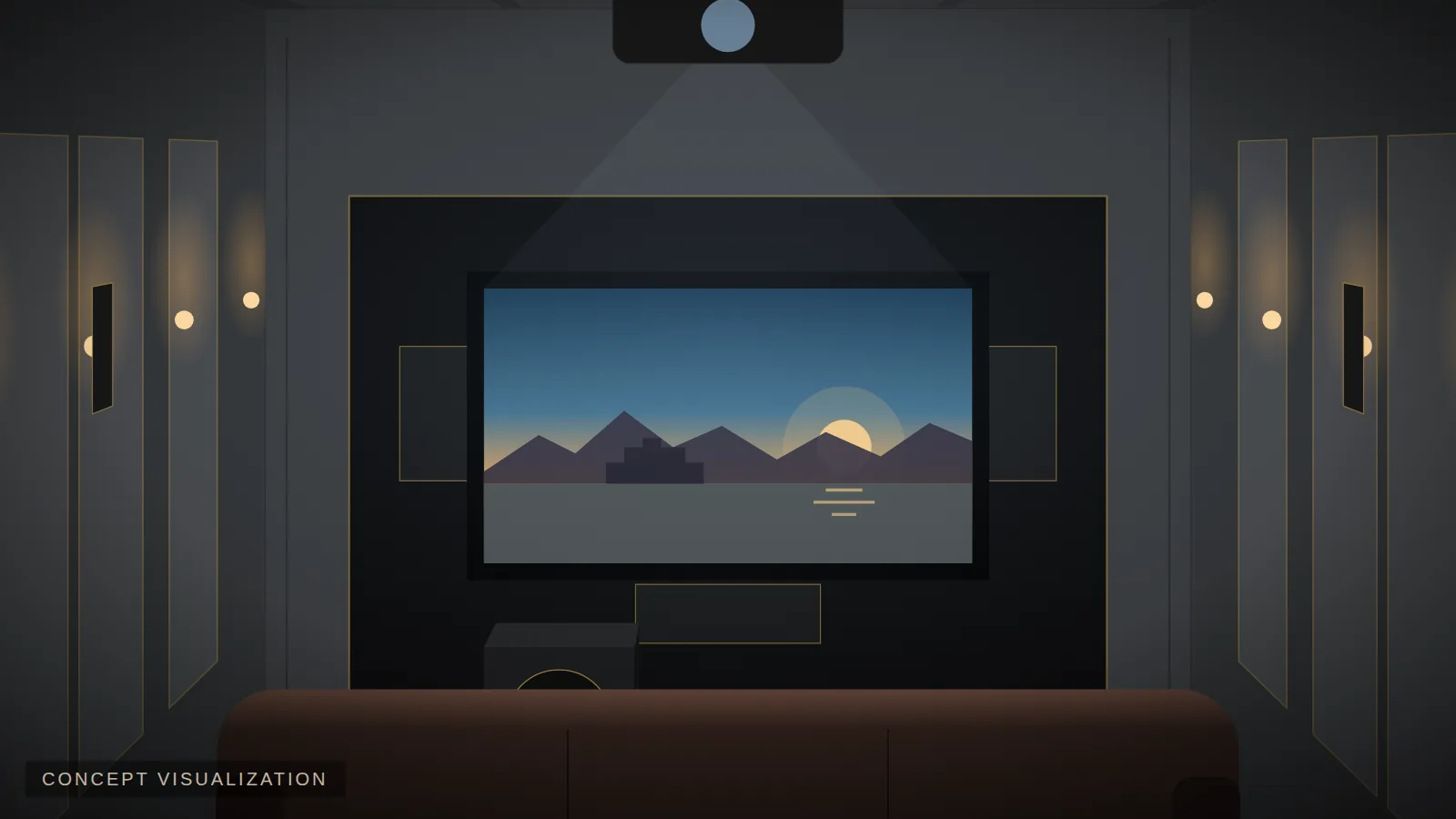 small home theater media room with sofa in Udaipur — concept
