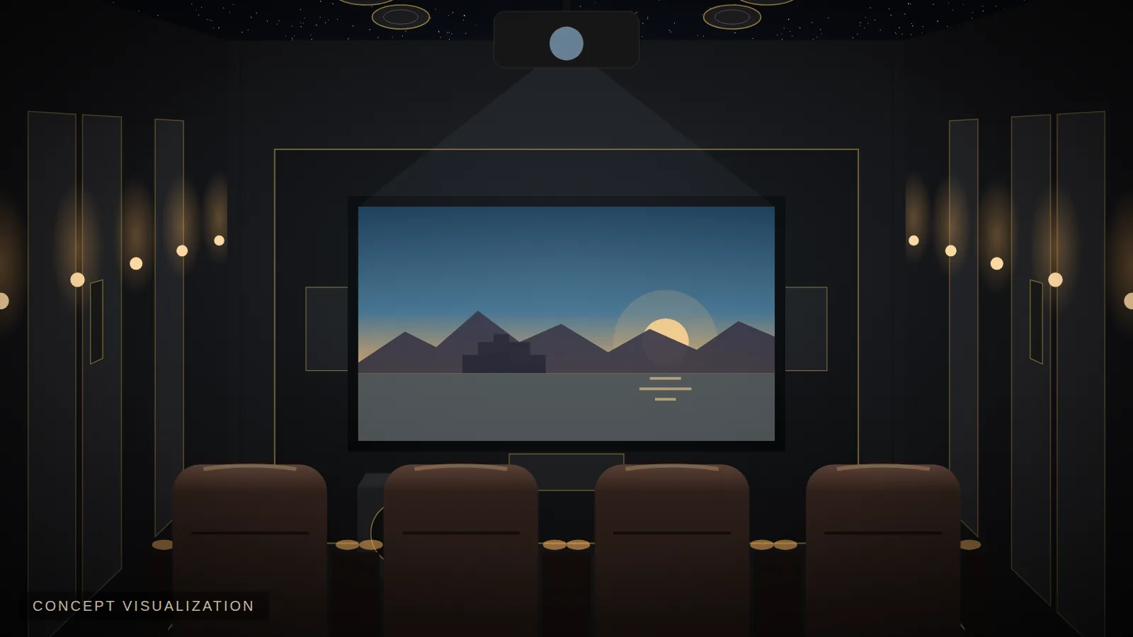 star ceiling home theater with black walls in Udaipur — concept
